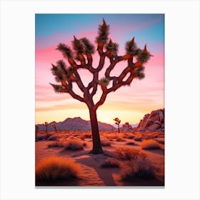 Joshua Tree At Dawn In The Desert In South Western Style  (1) Canvas Print