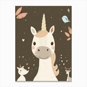 Unicorn & Woodland Animal Friends Muted Pastel 3 Canvas Print
