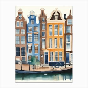 Watercolor Houses In Amsterdam Canvas Print