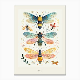 Colourful Insect Illustration Bee 1 Poster Canvas Print