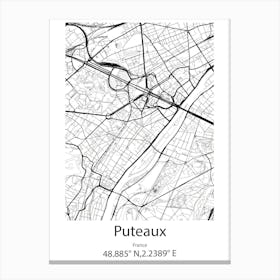 Puteaux,France Minimalist Map Canvas Print