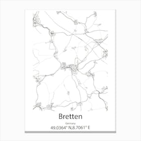 Bretten,Germany Minimalist Map Canvas Print