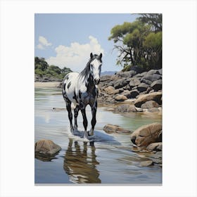 A Horse Oil Painting In Boulders Beach, South Africa, Portrait 2 Canvas Print