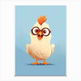 Cartoon Chicken With Glasses Canvas Print