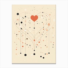 Swirl Beige Black & Copper Zodiac Heart 2 Canvas Print