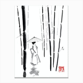 Geisha In Bamboo Forest Canvas Print