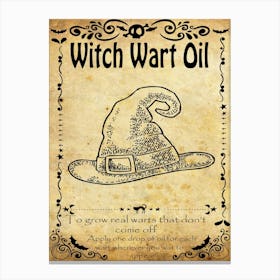 Witch Wart Oil, Halloween Poster Canvas Print