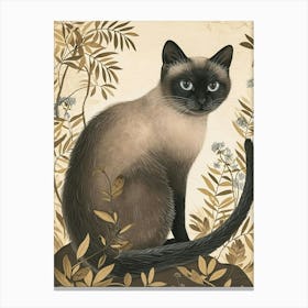 Siamese Cat Japanese Illustration 3 Canvas Print