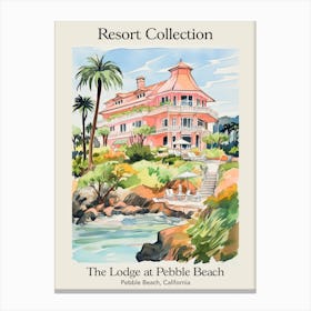 Poster Of The Lodge At Pebble Beach   Pebble Beach, California   Resort Collection Storybook Illustration 3 Canvas Print