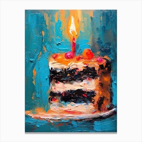 A Slice Of Birthday Cake Oil Painting 3 Canvas Print