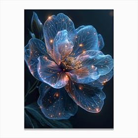 Blue Flower With Sparkles Canvas Print