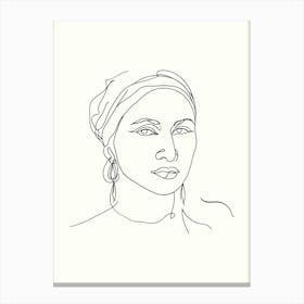 Portrait Of A Woman Hand Drawing Line Art 12 Canvas Print