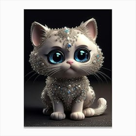 Cute Kitten With Blue Eyes Canvas Print