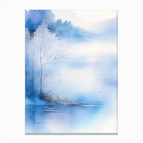 Blue Lake Landscapes Waterscape Gouache 2 Canvas Print
