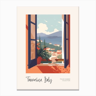 Taormina Cat On A Window 2 Italian Summer Collection Canvas Print