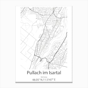 Pullach Im Isartal,Germany Minimalist Map Canvas Print