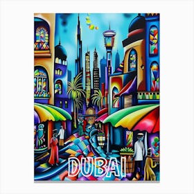 Dubai City, Cubism and Surrealism, Typography Canvas Print