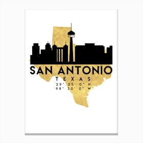 San Antonio Texas Silhouette City Skyline Map Canvas Print