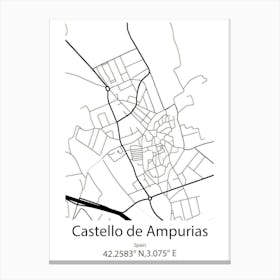 Castello De Ampurias,Spain Minimalist Map Canvas Print