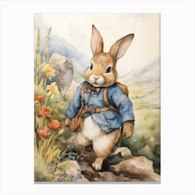 Bunny Hicking Rabbit Prints Watercolour 10 Canvas Print