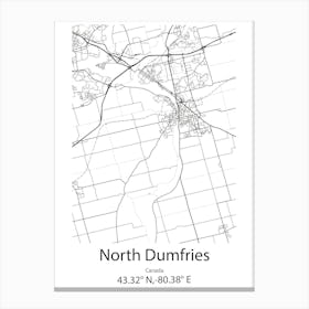 North Dumfries,Canada Minimalist Map Canvas Print