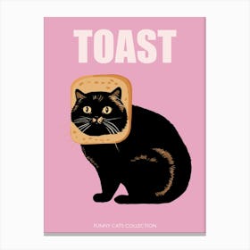 Toast Cat Funny Animals Pink Canvas Print