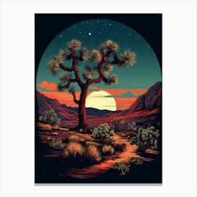  Retro Illustration Of A Joshua Tree At Night In Grand 3 Canvas Print