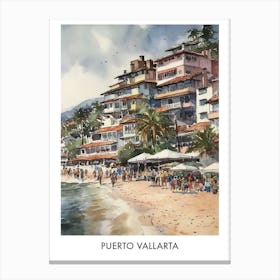 Puerto Vallarta Watercolor 3travel Poster Canvas Print