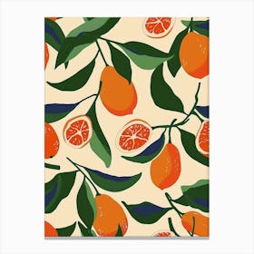 Clementines On A Tree Branch Pattern Canvas Print