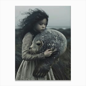 Girl With A Seal 1 Canvas Print