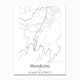 Mendicino,Italy Minimalist Map Canvas Print