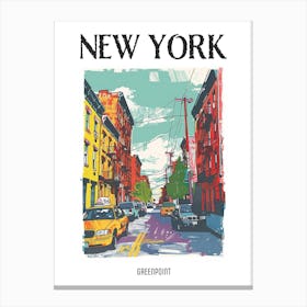 Greenpoint New York Colourful Silkscreen Illustration 4 Poster Canvas Print