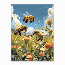 European Honey Bee Storybook Illustration 9 Canvas Print