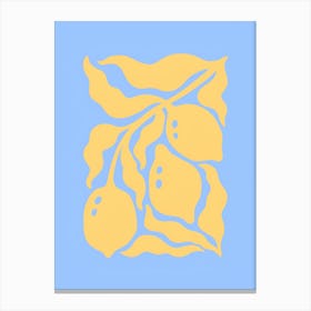 Lemons On A Blue Background Canvas Print