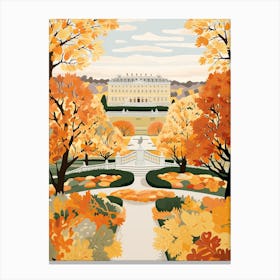 Schonbrunn Palace Gardens, Austria In Autumn Fall Illustration 0 Canvas Print