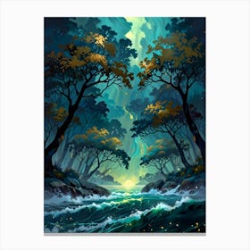 Forest At Night Canvas Print