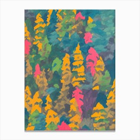 Vivid Colourful Forest Scene Oil Painting Wall Art Print Abstract Pink Nordic Woods Canvas Print