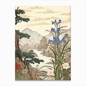 Ayame Japanese Iris 2 Japanese Botanical Illustration Canvas Print