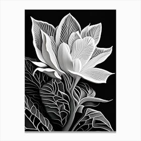 Magnolia Leaf Linocut 3 Canvas Print