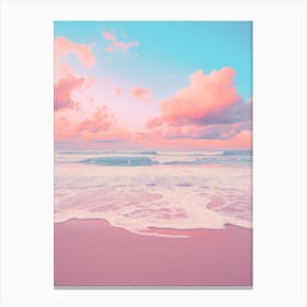 Beach And Sunset With Waves And Cloud Pink Blue Photography 2 Canvas Print
