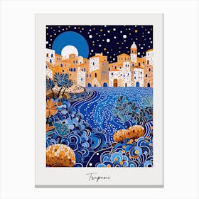 Poster Of Trapani, Italy, Illustration In The Style Of Pop Art 2 Canvas Print