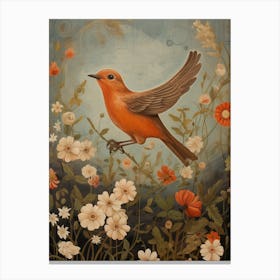 European Robin 1 Detailed Bird Painting Canvas Print