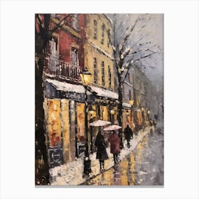 Vintage Winter Painting Paris France 2 Canvas Print