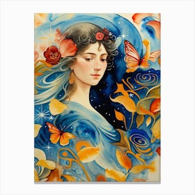 Woman With Butterflies Canvas Print