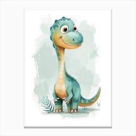 Cartoon Dilophosaurus Dinosaur Watercolour 1 Canvas Print
