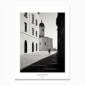 Poster Of Ancona, Italy, Black And White Analogue Photography 2 Canvas Print