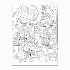 The Blue Fairy S Workshop (Pinocchio) Fantasy Inspired Line Art 4 Canvas Print