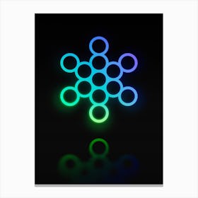 Neon Blue and Green Abstract Geometric Glyph on Black n.0322 Canvas Print