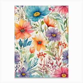 Watercolor Floral Pattern 1 Canvas Print