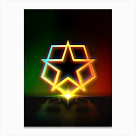 Neon Geometric Glyph in Watermelon Green and Red on Black n.0099 Canvas Print